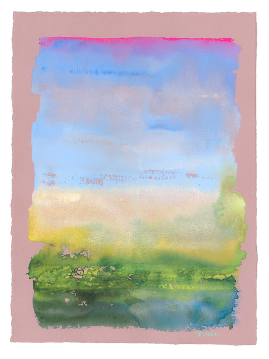 Going Forward - Original Abstract Landscape Painting on Handmade Paper