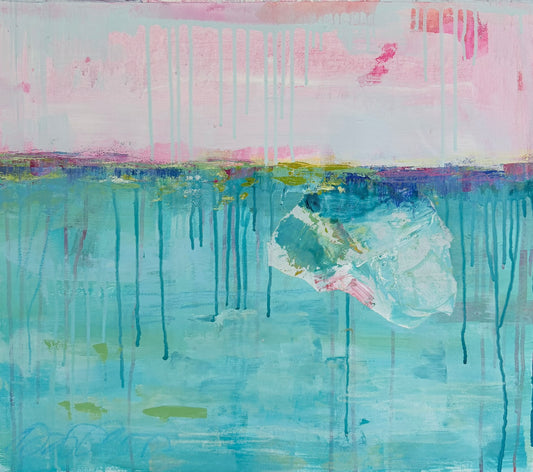 Into the sea- Original Abstract Landscape Oil Painting on Canvas