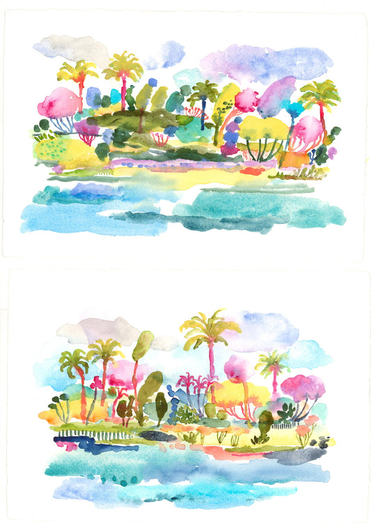 Alligator Waters (1 & 2) Original Gouache & Watercolor