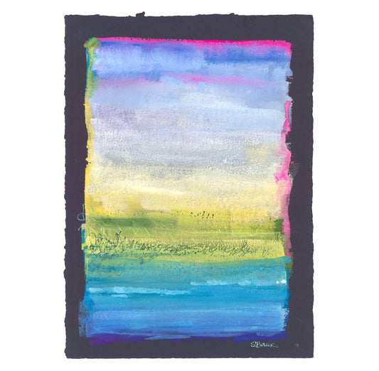 Beyond water - Original Abstract Landscape Painting on Handmade Paper