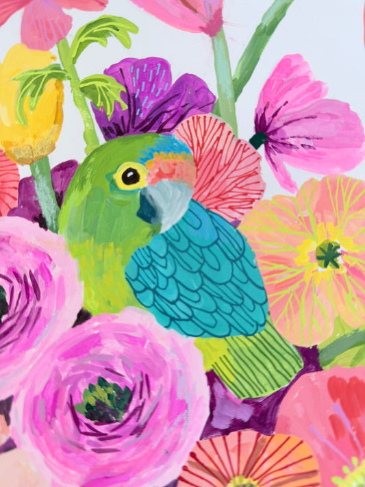 Peekaboo Parrot Original Fine Art Painting