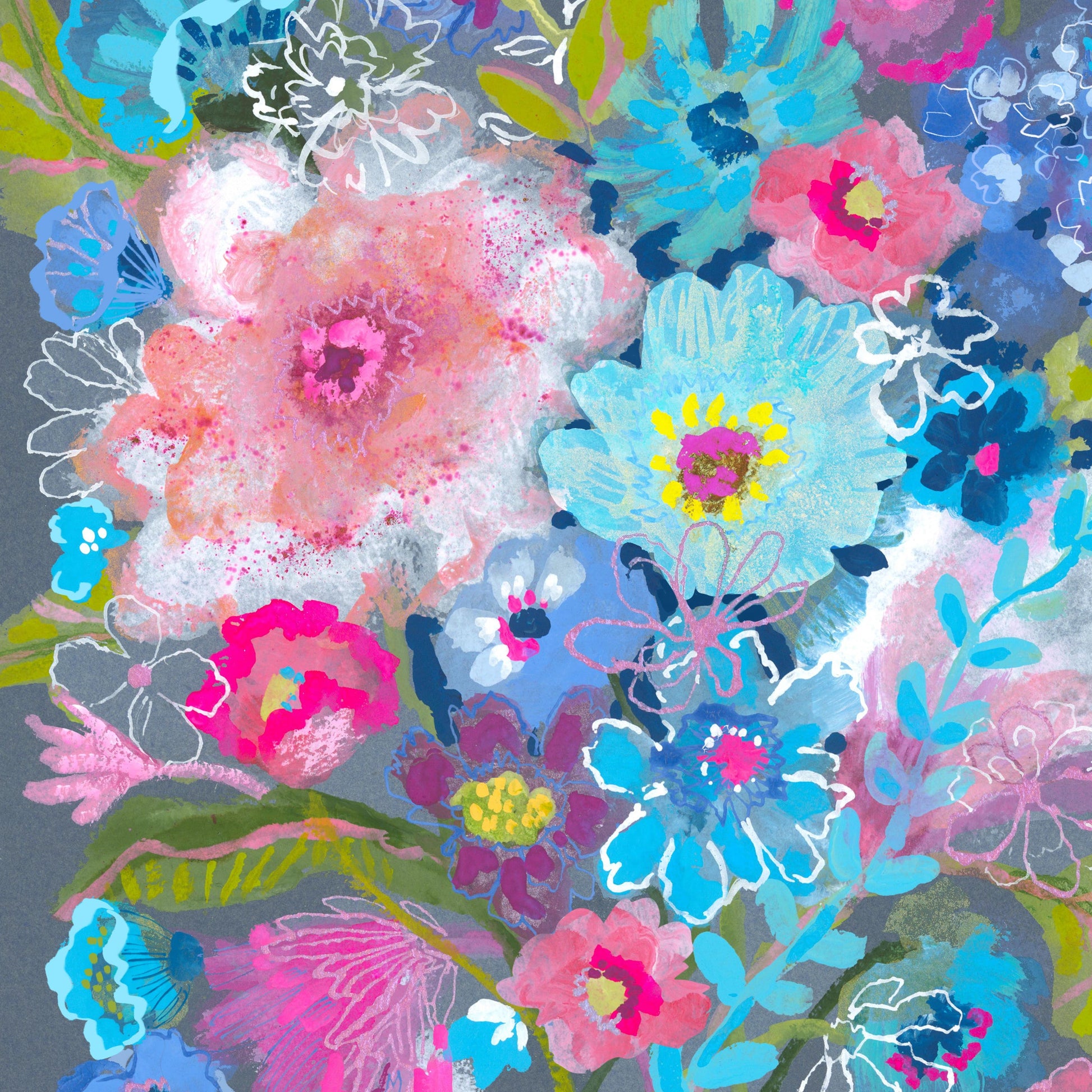 Colorful floral arrangement on a gray background