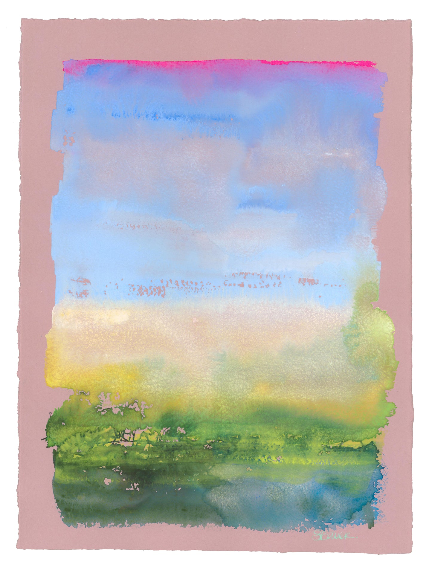 Going Forward - Original Abstract Landscape Painting on Handmade Paper